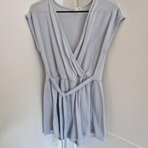 Blue mini romper with tie waist #minidress